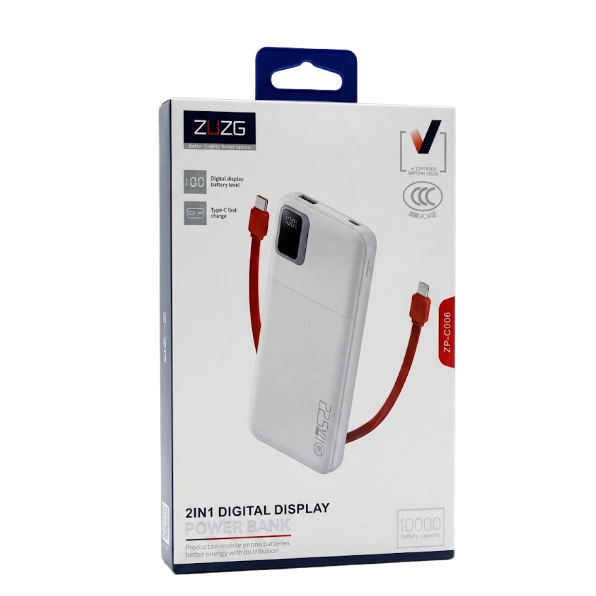 10000 Mah Fast Charging PowerBank Zuzg 2in1 Digital Display