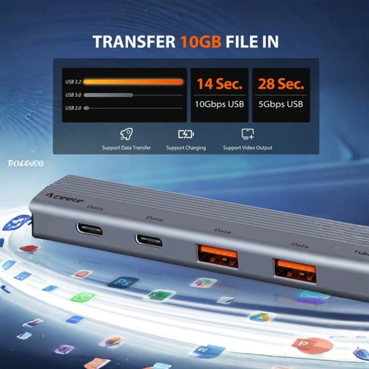 USB-C Hub 10 Gbps 4K HDMI 100W Power Delivery – Multiport Adapter