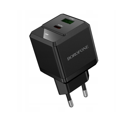 Borofone (20W) Wall Charger Intenso (BN19), Dual Port (USB + Type-C), PD & QC 3.0, 5V/3A