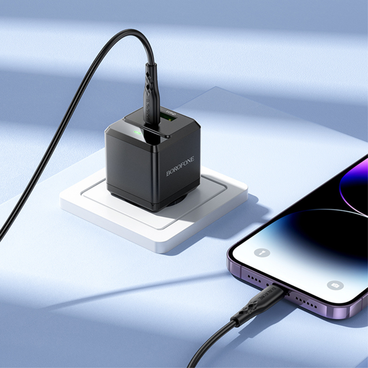 Borofone (20W) Wall Charger Intenso (BN19), Dual Port (USB + Type-C), PD & QC 3.0, 5V/3A