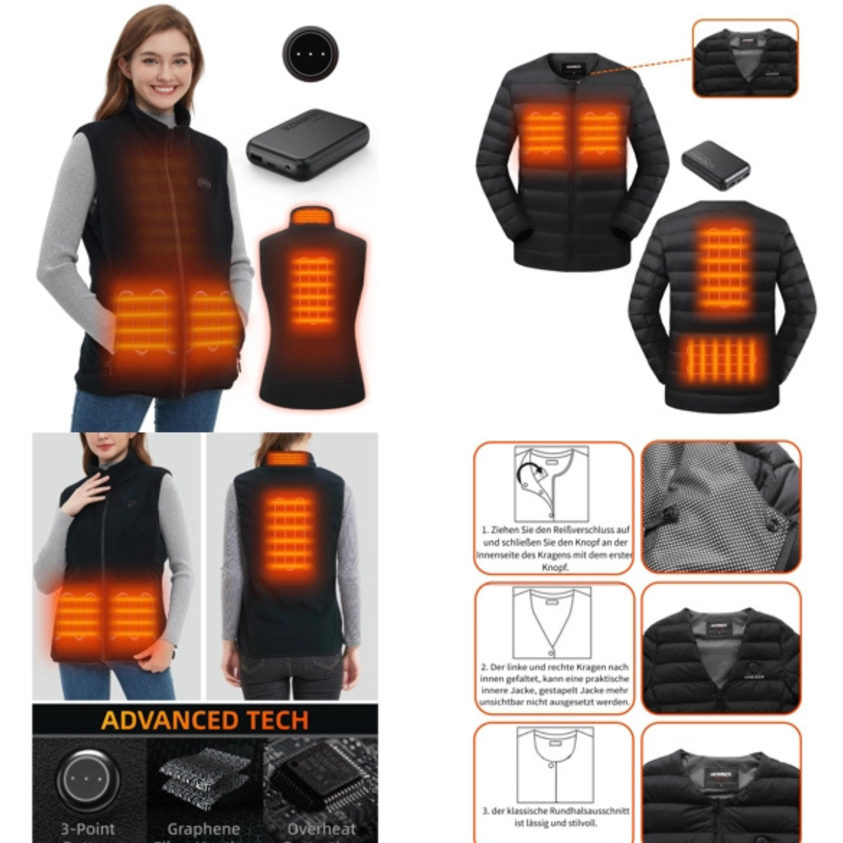 HEWINZE Women's Fleece Heated Vest USB Heating Jacket for Outdoor Activities