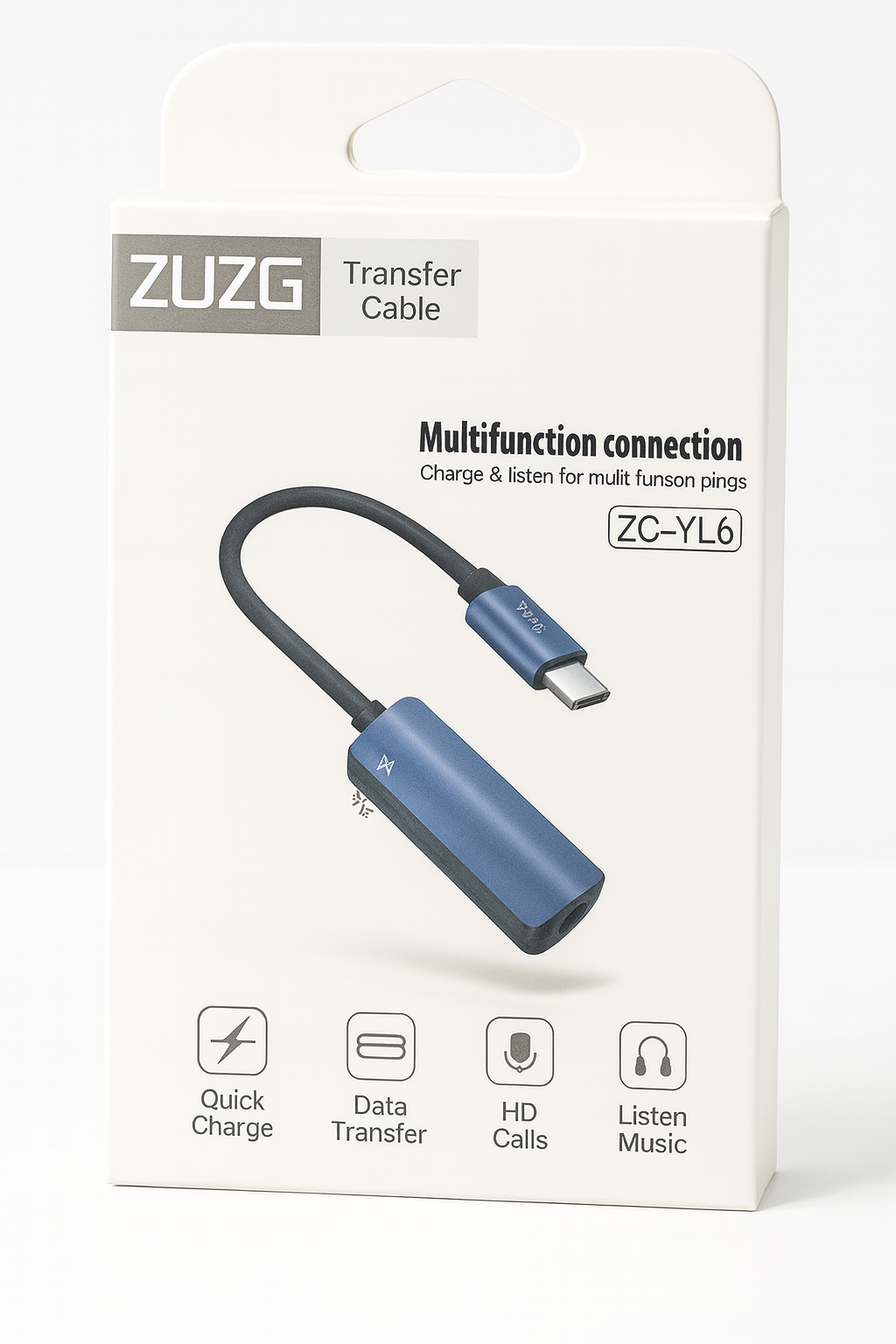 ZUZG 2-in-1 Type-C Audio Charging Adapter