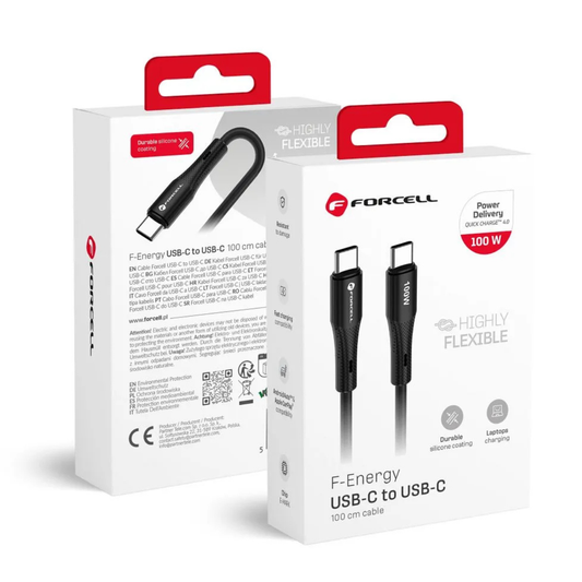 FORCELL 100W F-Energy USB-C to USB-C Cable – QC4.0 / PD / 5A / Silicone / 1m (C347)