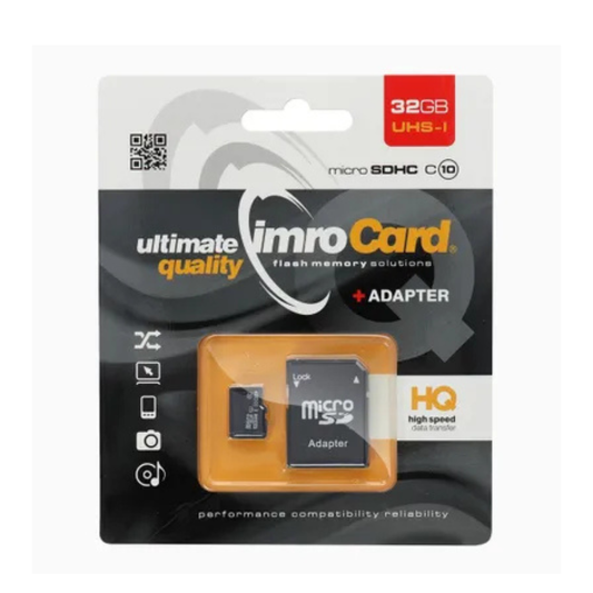 IMRO microSD memory card 32GB 100MB/s class 10 UHS I with SD adapter