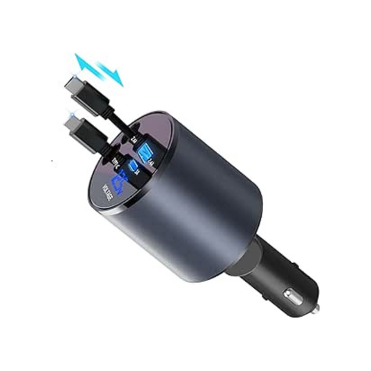 4-IN-1 RETRACTABLE FAST CAR CHARGER – IPHONE & TYPE-C