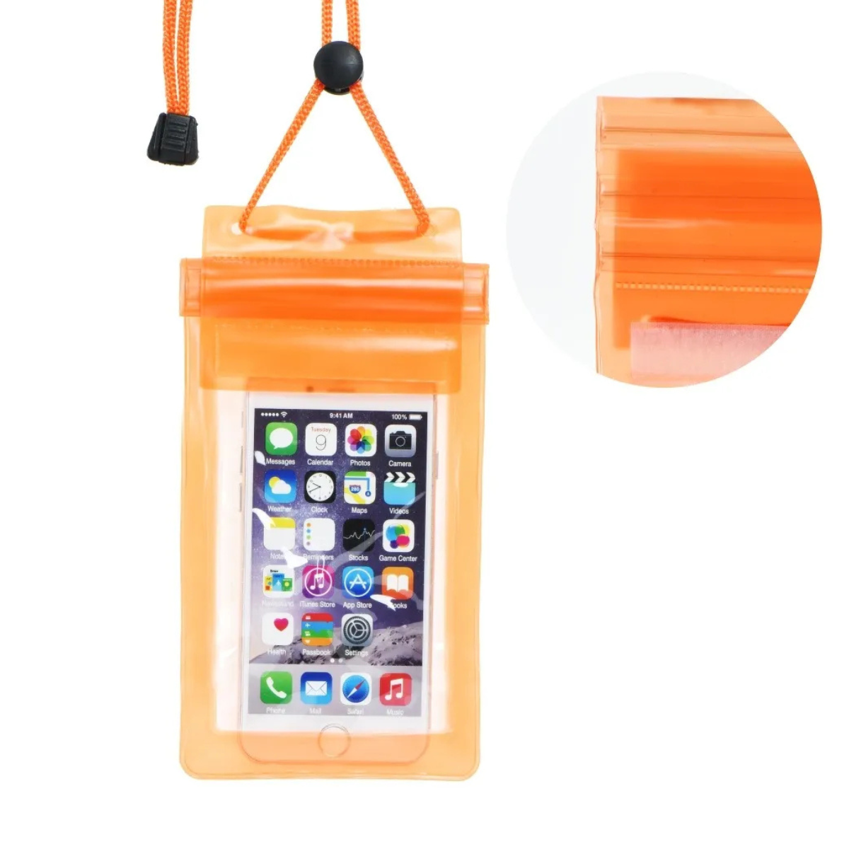 Universal Waterproof Case with Zip Closure, Orange