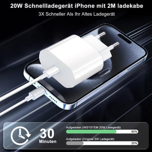 USB-C Fast Charger with 2M iPhone Charging Cable for iPhone 14/13/12/11