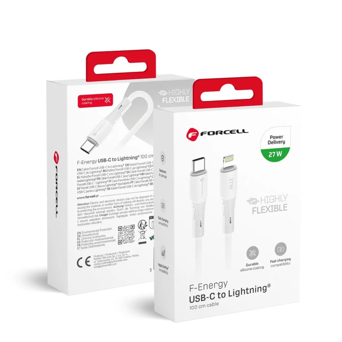 FORCELL 27W USB-C to Lightning Cable – PD / 3A / Silicone / 1m (C346)