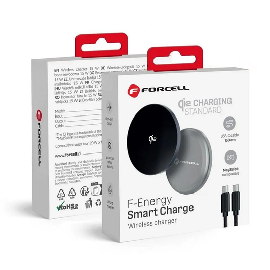 Forcell (15W) Wireless Charger – F-Energy Smart Charge USB-C Qi2 / MagSafe / Detachable Cable 1.5m