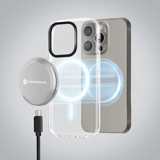 Forcell (15W) Wireless Charger – F-Energy Smart Charge USB-C Qi2 / MagSafe / Detachable Cable 1.5m
