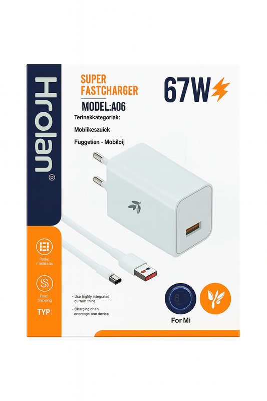 HROLAN (67W) Wall Charger Super Fast A06, Type-C PD